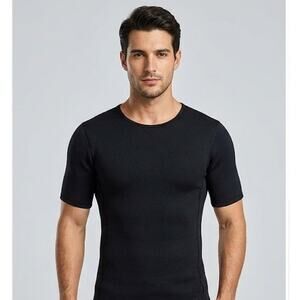 Men's M Nylon + SCR Black Neoprene Water Sports Short Sleeve Shirt Surf Snorkel